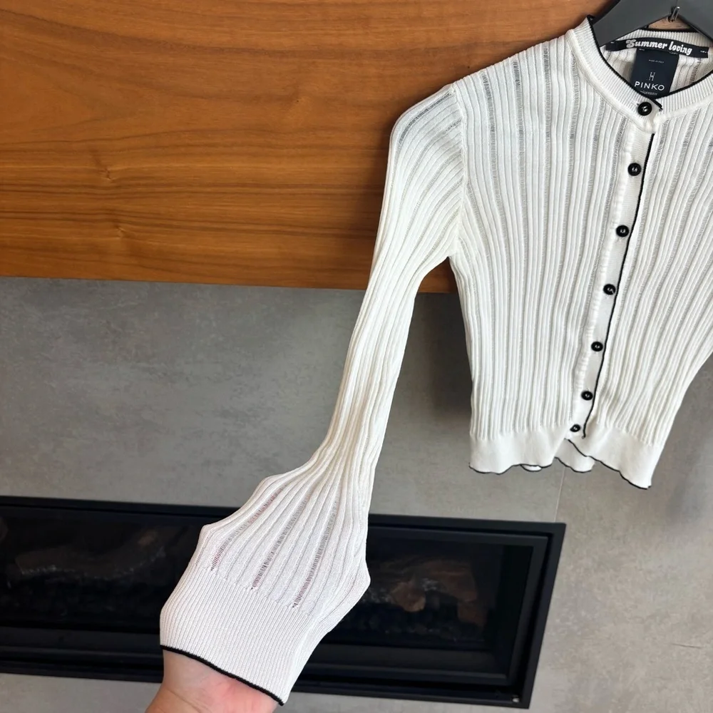 Pinko Long Sleeves Cable Cardigan, Size XS